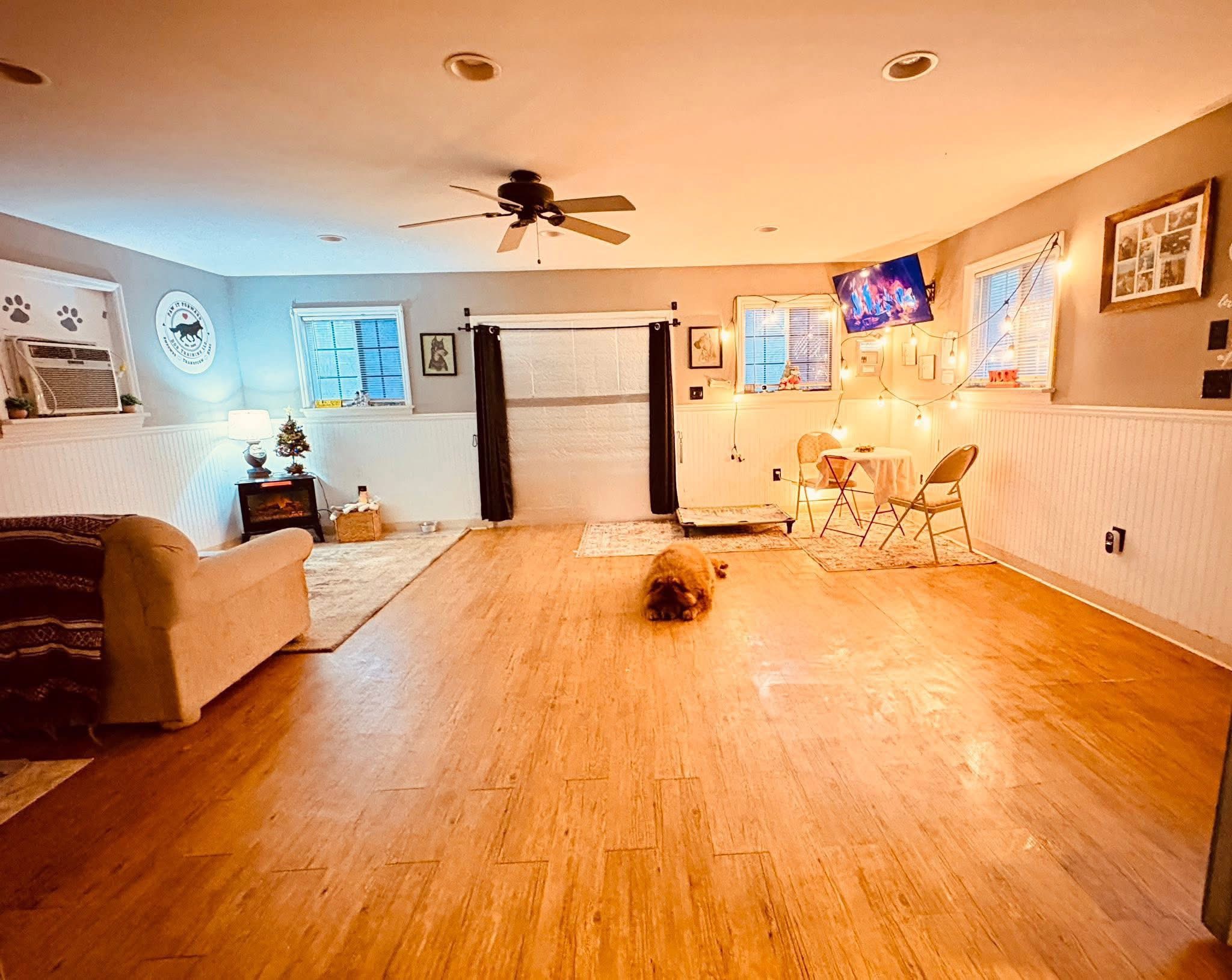 Indoor boarding room at Paw It Forward